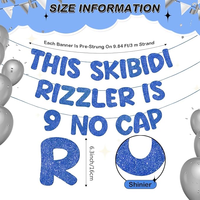 Fulmoon Pre Strung This Skibidi Rizzler Is 9 No Cap Glitter Banner
