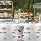 3Pcs Two Nado Party Tablecloths - Gray Tornado Birthday Party Table