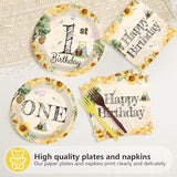 96Pcs Classic Bear 1st Birthday Decorations Watercolor Bear Plates