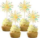 Gyufise 20Pcs Foil Firework Cupcake Toppers Happy Birthday Cake