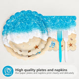 200Pcs Beach Party Decorations Ocean Waves Theme Plates and Napkins