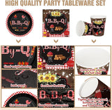 200 Pcs BBQ Baby Shower Paper Plates Cups Napkins Party Supplies