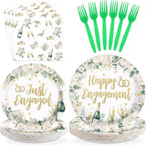 96Pcs Happy Engagement Party Decorations Watercolor Eucalyptus