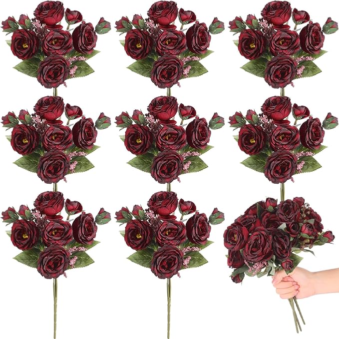 8 Bundles Artificial Peonies Flowers Boho Faux Flowers Arrangements #1