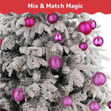 Prextex 36-Pieces Fuchsia Pink Christmas Ornaments Set -