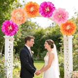 SUNBEAUTY 6PCS Hot Pink and Orange Paper Flowers 12 Inch Large Tissue
