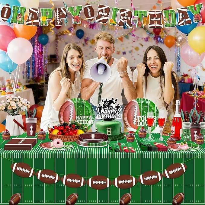 Football Party Decorations Kit Disposable Tableware Set Includes