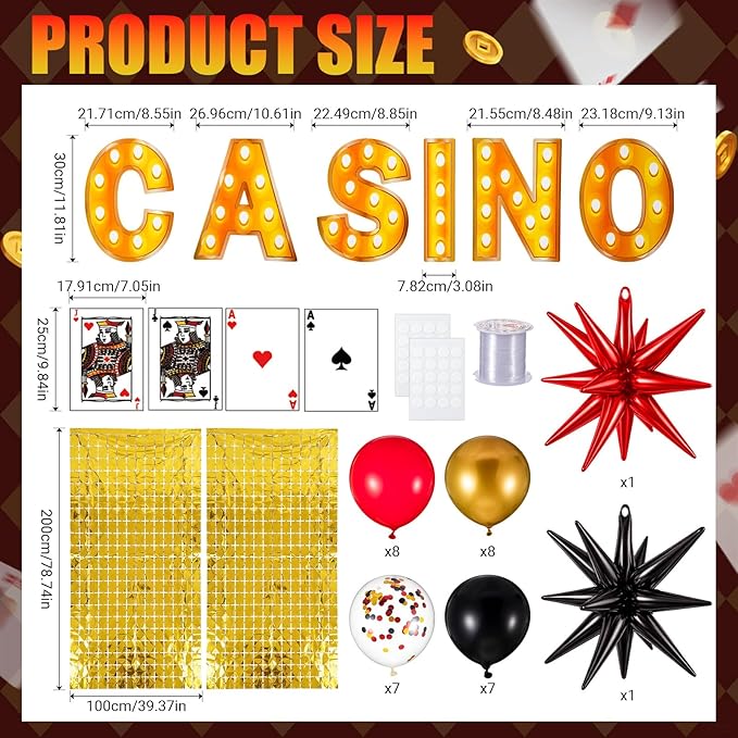 Casino Theme Party Decorations Casino Red Black Gold Balloon Garland