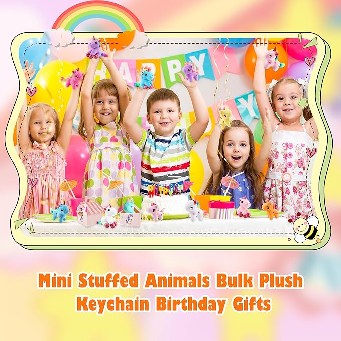 133 Pcs Unicorn Party Favors Include 16 Mini Plush Unicorn Keychains