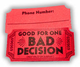Bad Decision Tickets – Funny Gag Gift & Party Icebreaker | 1000 Red