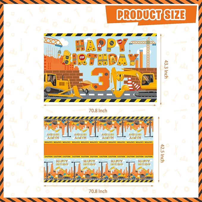 Construction Birthday Party Supplies for 3 Year Old Boy 139 Pcs Dump