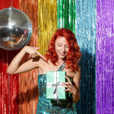 2 Pack Rainbow Party Backdrop Streamers Decorations Colorful Foil