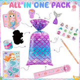 120Pcs Mermaid Party Favors Stickers Pencils Notebooks Stampers