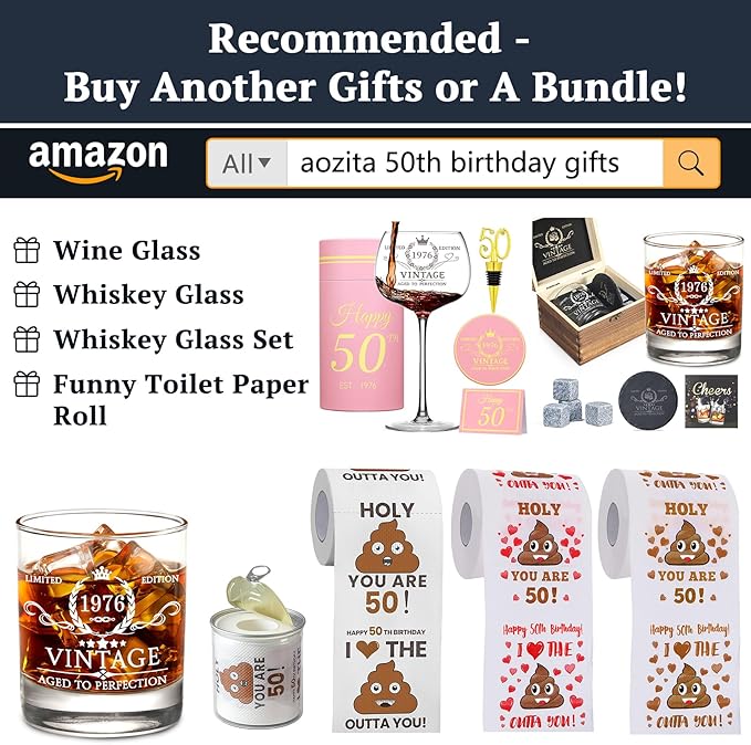 50th Birthday Gifts for Men Whiskey Glass Set 50th Birthday