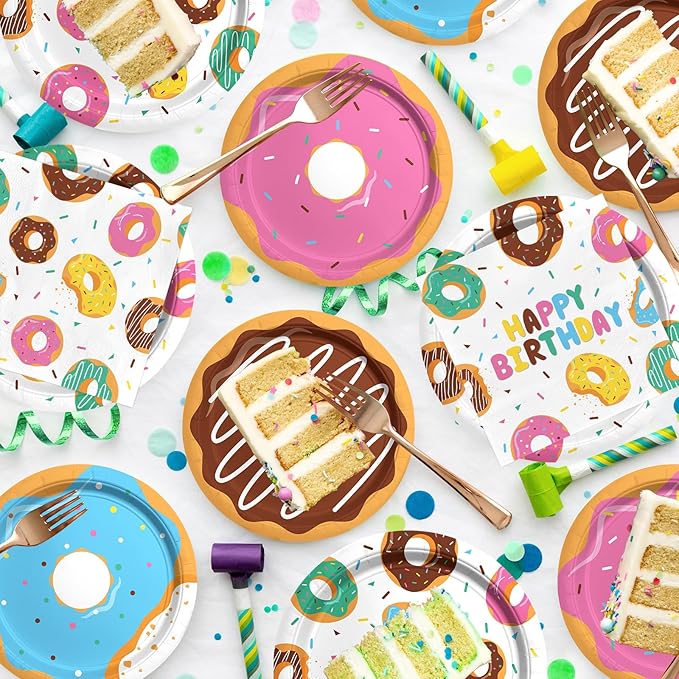 Donut Party Supplies Kit for 24 Sweet 1st Birthday Two Sweet and