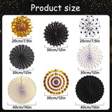 Black and Gold Decorations Hanging Honeycomb Paper Pompoms Fan for