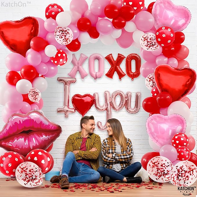 Huge Valentines Day Balloon Arch Kit 30 Inch Pack of 112 including
