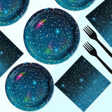 96Pcs Galaxy Party Supplies Iridescent Space Stars Birthday Plates and