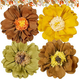 4 PCS 20" Brown Yellow Giant Paper Flowers Boho Baby Shower Party