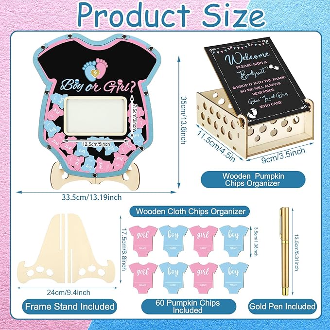 63 Pcs Gender Reveal Baby Shower Guest Book Alternatives Set Baby
