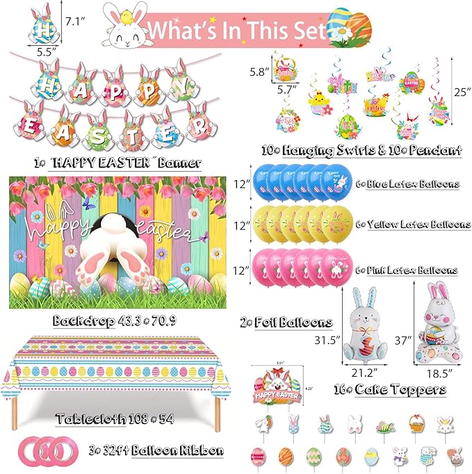 Easter Themed Party Decorations Happy Easter Banner Rabbit Egg