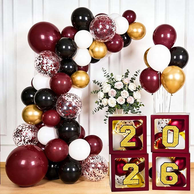 Graduation Decorations Class of 2026 - Maroon and Gold Graduation
