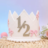 Jissoo Bow 1/2 Birthday Crown - 6 Months Birthday Decorations,Little