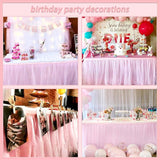 6ft Pink Tulle Table Skirt Baby Shower Tablecloth for Rectangle