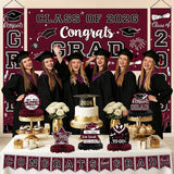 Maroon Themed Graduation Decorations Class of 2026 Congrats Grad