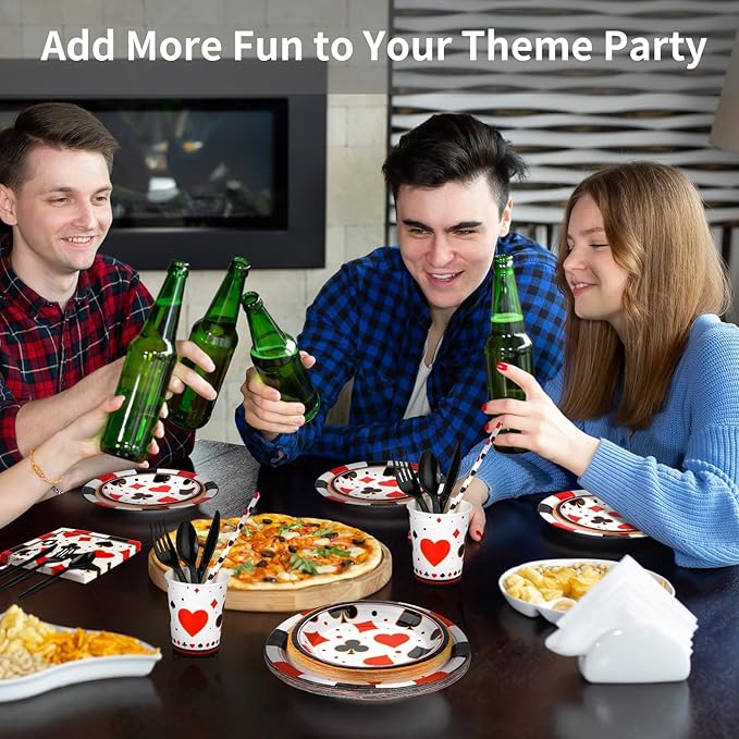 147 Pieces Casino Theme Party Supplies Tableware Set Includes Plates