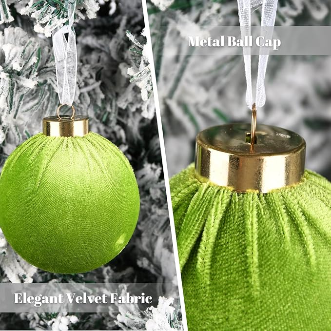 Velvet Ornaments for Christmas Tree Decorations - Lime Green Xmas