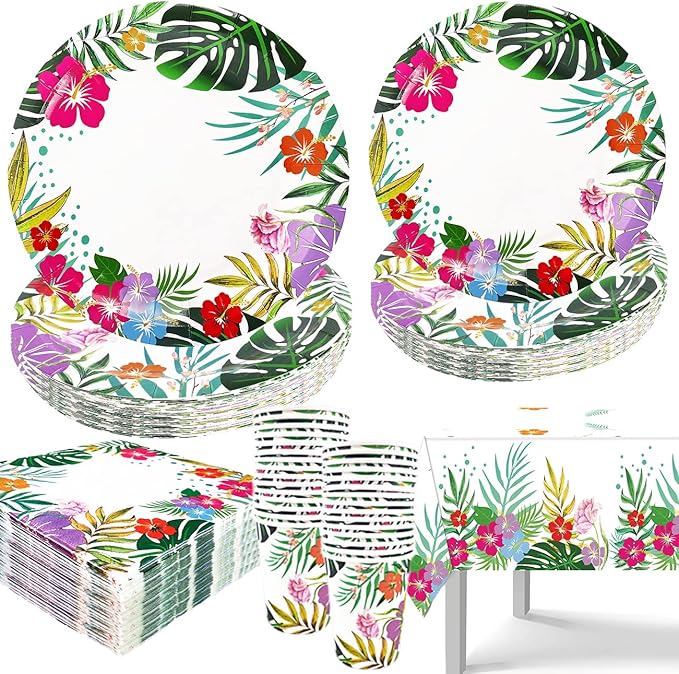 121 PCS Luau Hawaiian Party Decorations Aloha Tropical Party