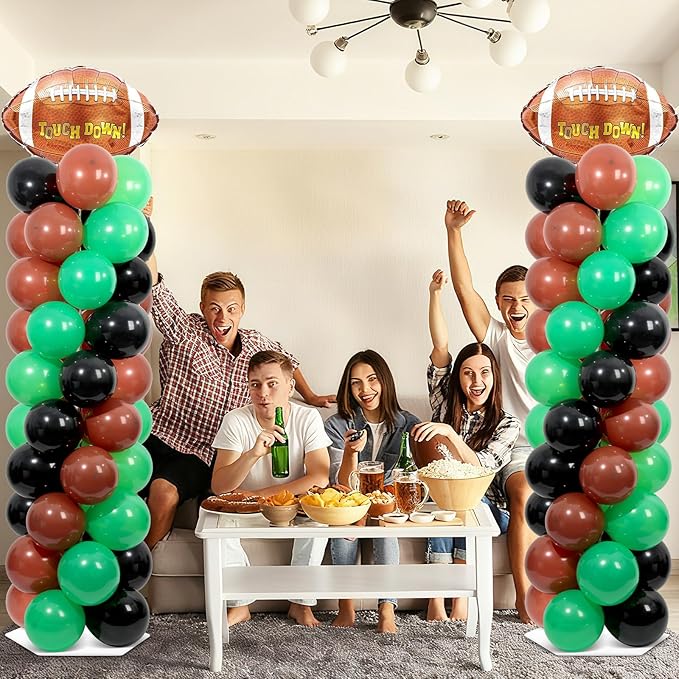 2 Sets Football Party Balloon Column Stand Kit With 102 Rugby Foil