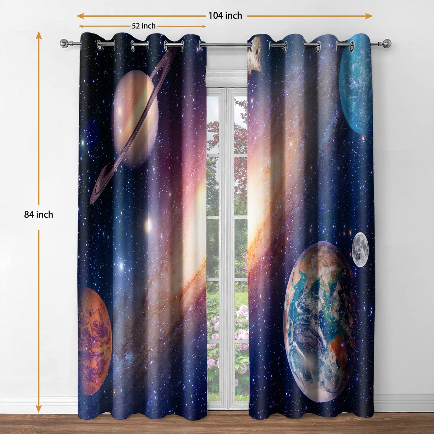 Jekeno Galaxy Planet Blackout Curtains Outer Space Universe Nebula