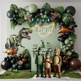 Dinosaur Birthday Party Decorations hunter Green black brown balloon