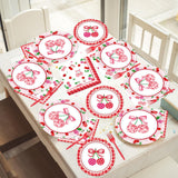 96Pcs Cherries Theme Plates and Napkins Pink Bow Cherry Birthday Party
