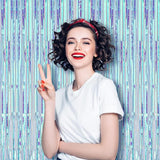Voircoloria 3 Pack 3.3x8.2 Feet Neon Iridescent Foil Fringe Backdrop