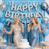 Blue Tinsel Curtain Party Backdrop - GREATRIL Foil Curtain Party