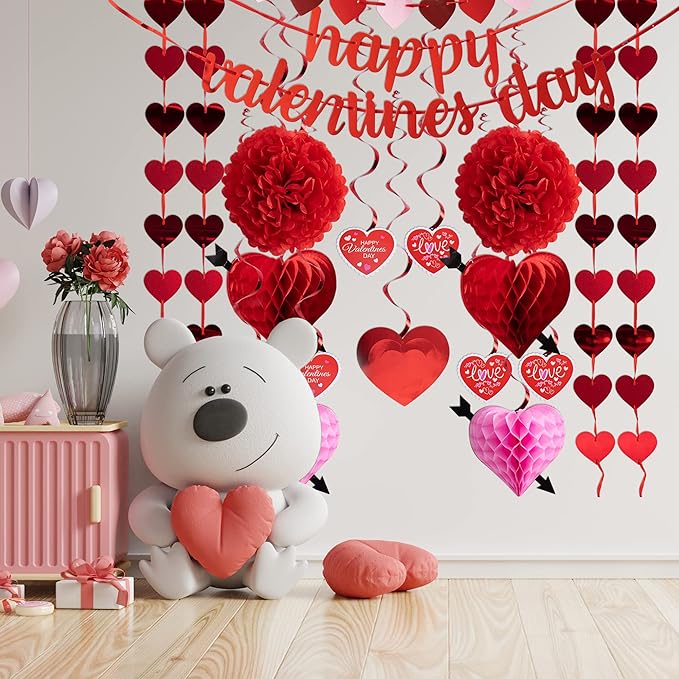 20 Packs Valentine's Day Swirl String Cutout with Garland Party