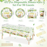 452 Pcs Wild One Birthday Party Decorations for 50 Safari Jungle