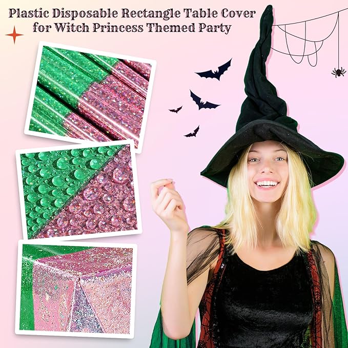 2 Pcs Witch Princess Theme Party Pink & Green Holographic Party
