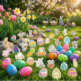 100 Pcs Printed Easter Eggs 2.3 + 100 Easter Stickers Bright Colors