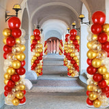 2 Sets Red Gold Balloon Column Stand Kit with 100 Balloons Adjustable