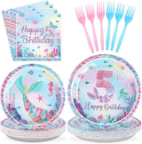 96Pcs Mermaid 5th Birthday Party Decorations Dive Into Five Party