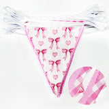 32Ft Coquette Bow Party Decorations Hot Pink Bow Pennant Banner Fabric