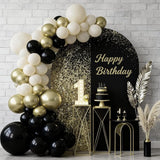 Black White and Gold Balloons, 50pcs 12Inch Black White Cream Beige