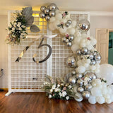 Silver and White Balloon Garland Kit, Metallic Silver White Balloon