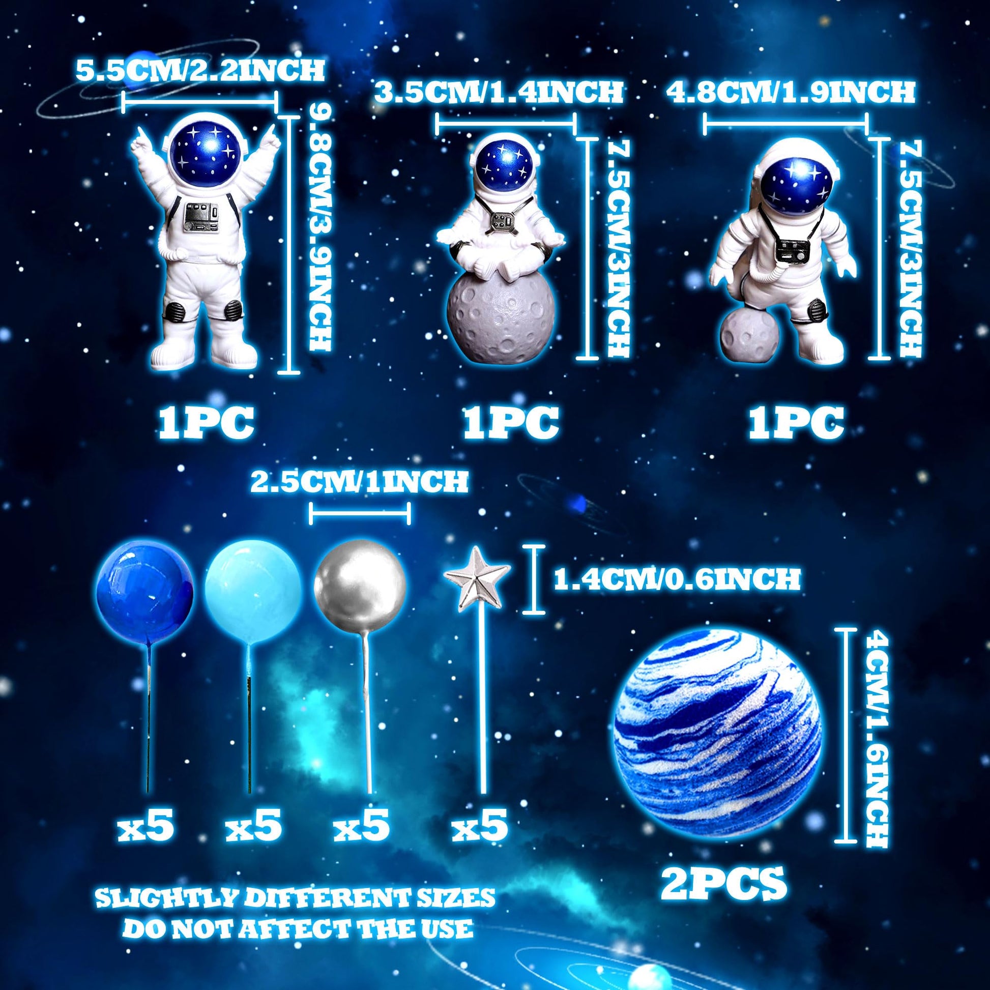 Space Cake Toppers Outer Space Astronaut Rocket Stars Cake