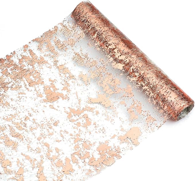 Snowkingdom Rose Gold Table Runner 11 Inch x 49 Feet Glitter Sequin