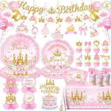 196Pcs Princess Birthday Party Decorations Serves 24 Pink Princess